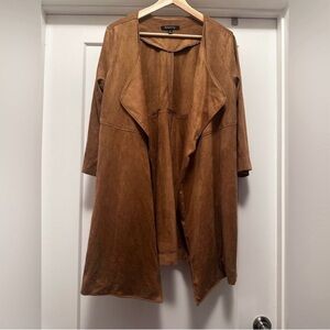 🤎 Tan/Camel RELATIVITY Faux Suede Open Front Cardigan/Jacket - Size Medium